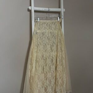 SHEIN Lace Overlay A-Line Skirt in Cream (Top Not Included)